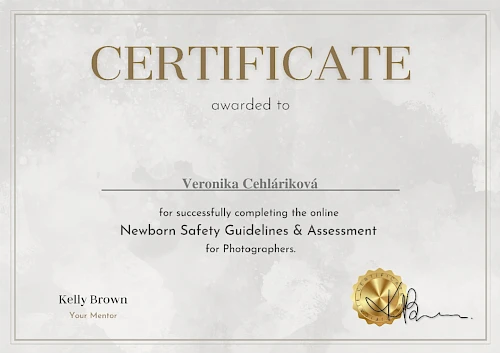 Certifikát newborn safety guidelines Veronika Cehláriková